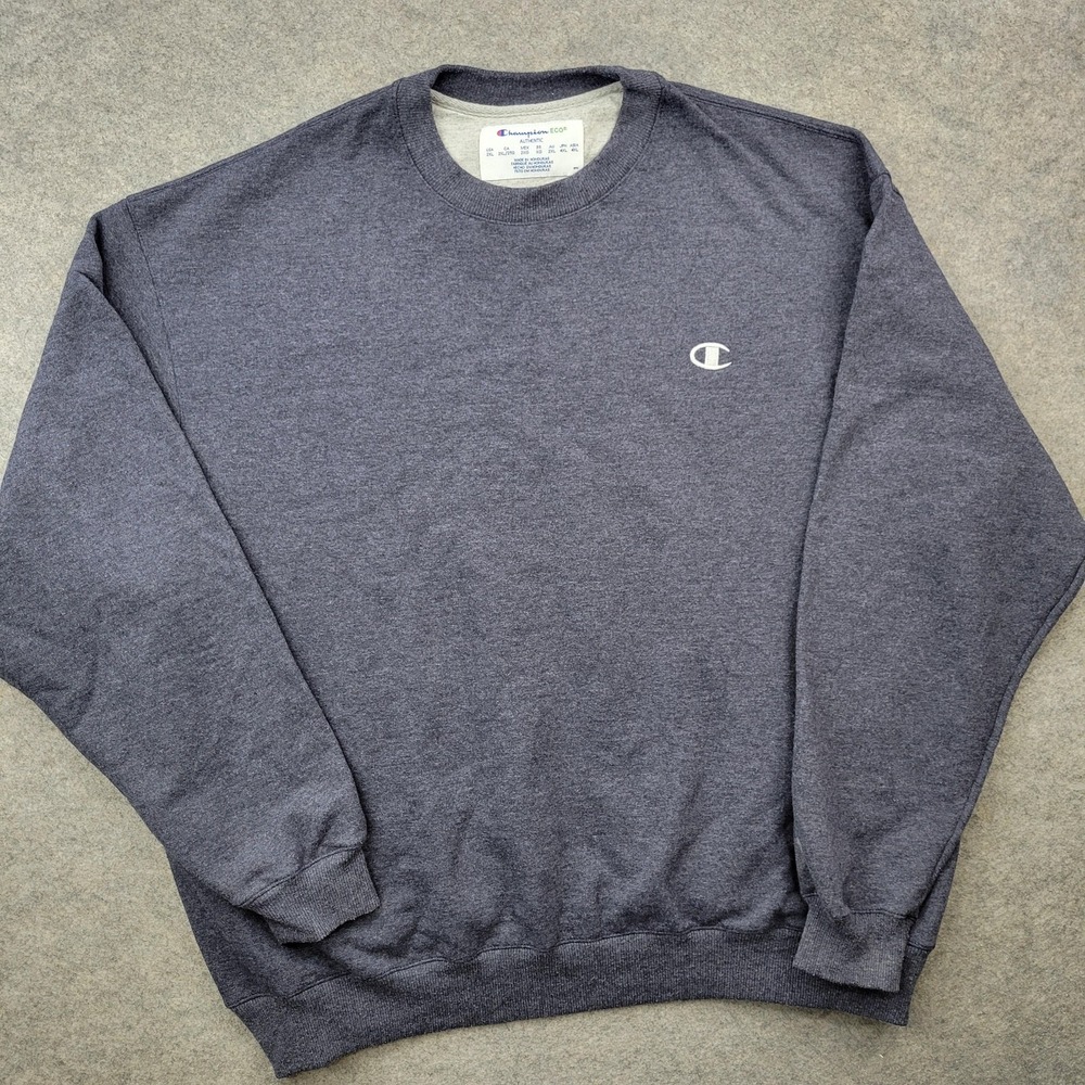 Champion Sweatshirt Mens‎ 2XL Gray Eco Fleece Pullover Crewneck Sweater Jumper